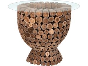 ΤΡΑΠΕΖΙ BAR ΣΤΡΟΓΓΥΛΟ LEEROY HM9806 KOMMATIA ΞΥΛΟΥ TEAK Φ900x103Υεκ.