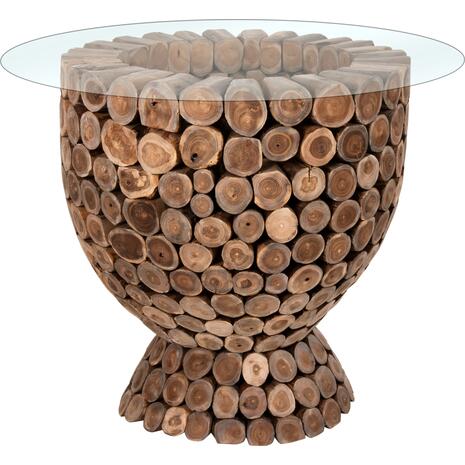 ΤΡΑΠΕΖΙ BAR ΣΤΡΟΓΓΥΛΟ LEEROY HM9806 KOMMATIA ΞΥΛΟΥ TEAK Φ900x103Υεκ.