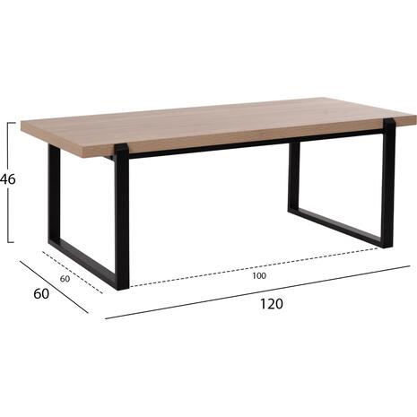 ΤΡΑΠΕΖΙ ΣΑΛΟΝΙΟΥ SHABEN HM9585.03 MDF SONOMA-ΜΑΥΡΗ ΜΕΤΑΛΛΙΚΗ ΒΑΣΗ 120x60X46Yεκ.