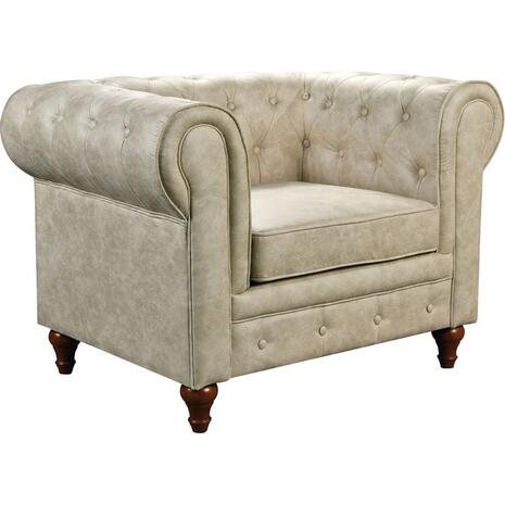 CHESTERFIELD York Πολυθρόνα Σαλονιού - Καθιστικού, Ύφασμα Απόχρωση Μπεζ (Ε942,11)
