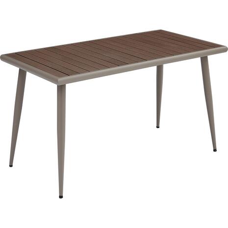 SERRANO Τραπέζι Κήπου-Βεράντας Μέταλλο Βαφή Sand Beige, Polywood Καρυδί (Ε6891,1)