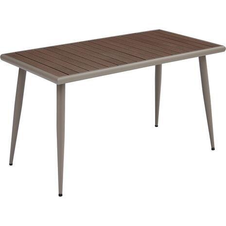 SERRANO Τραπέζι Κήπου-Βεράντας Μέταλλο Βαφή Sand Beige, Polywood Καρυδί (Ε6891,1)