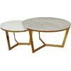 OTTO Set 2 Τραπεζάκια Σαλονιού , Χρώμιο Χρυσό, Sintered Stone Grey-White Marble (ΕΜ527,S)