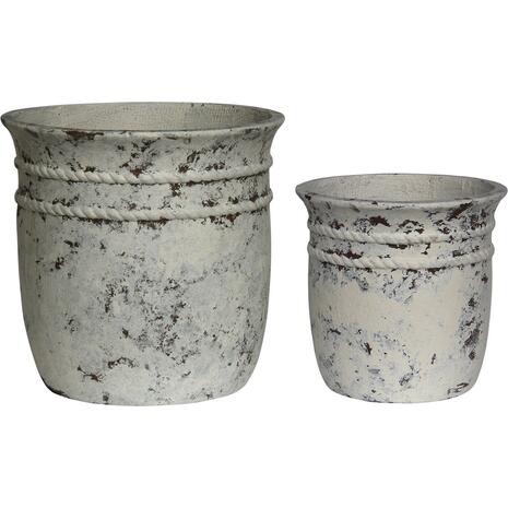 FLOWER POT-15 Set 2 τεμαχίων, Cement Απόχρωση Antique White (Ε6315,S)