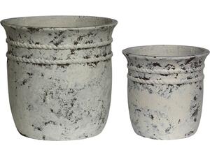 FLOWER POT-15 Set 2 τεμαχίων, Cement Απόχρωση Antique White (Ε6315,S)