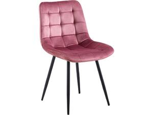 MYRIAM-R Καρέκλα Τραπεζαρίας, Μέταλλο Βαφή Μαύρο, Ύφασμα Velure Απόχρωση Dirty Pink (σετ 6 τεμαχίων) (ΕΜ7913,1R) (Ροζ)