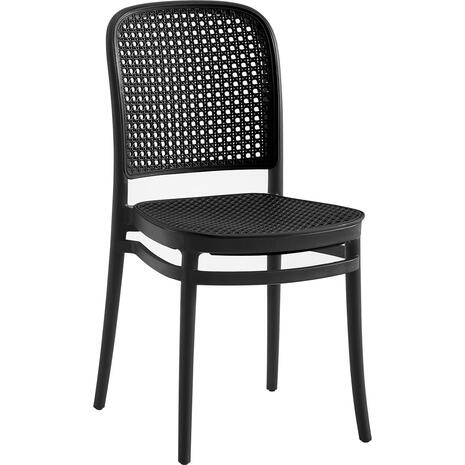 FLORENCE Καρέκλα PP Μαύρο, PP Rattan Μαύρο, Στοιβαζόμενη (Ε387,3)