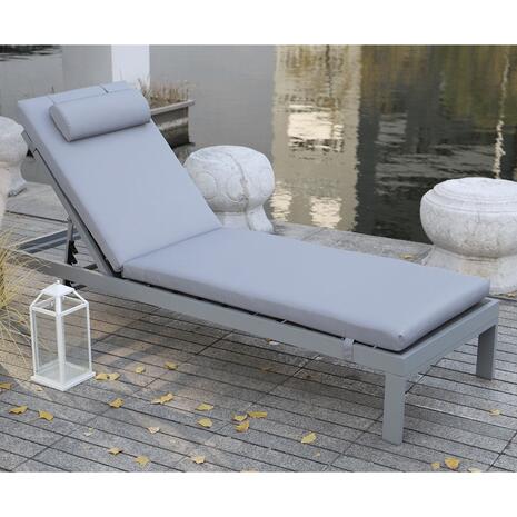 SUNLOUNGER Μαξιλάρι Ξαπλώστρας με Προσκέφαλο, Ύφασμα Water Repellent Γκρι, Φερμουάρ (Ε2014,3)