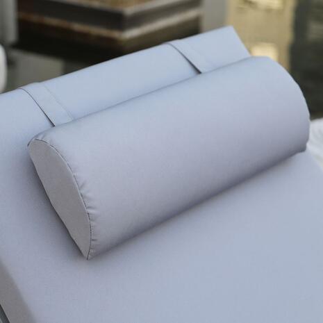 SUNLOUNGER Μαξιλάρι Ξαπλώστρας με Προσκέφαλο, Ύφασμα Water Repellent Γκρι, Φερμουάρ (Ε2014,3)