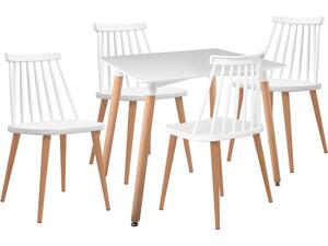 LAVIDA-ART Τραπεζαρία: Τραπέζι 80x80 Οξιά/MDF + 4 Καρέκλες Μέταλλο Βαφή Φυσικό PP Άσπρο (ΕΜ139,1S1)