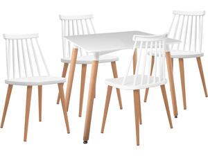 LAVIDA-ART Τραπεζαρία: Τραπέζι 80x80 Οξιά/MDF + 4 Καρέκλες Μέταλλο Βαφή Φυσικό PP Άσπρο (ΕΜ139,1S1)