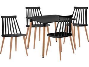 LAVIDA-ART Τραπεζαρία: Τραπέζι 80x80 Οξιά/MDF + 4 Καρέκλες Μέταλλο Βαφή Φυσικό PP Μαύρο (ΕΜ139,2S1)
