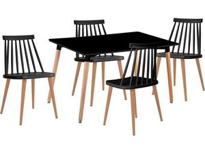 LAVIDA-ART Τραπεζαρία: Τραπέζι 120x80 Οξιά/MDF + 4 Καρέκλες Μέταλλο Βαφή Φυσικό PP Μαύρο (ΕΜ139,2S)