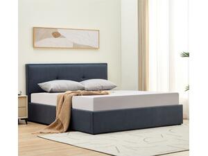 WALTER Κρεβάτι Διπλό με Χώρο Αποθήκευσης, για Στρώμα 150x200cm, Ύφασμα Γκρι (Ε8113,1)