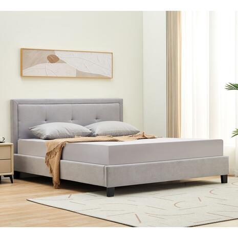 BECO Κρεβάτι Διπλό για Στρώμα 150x200cm, Ύφασμα Ανοιχτό Γκρι (Ε8115,1) (Γκρι)