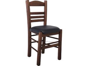 ΣΙΦΝΟΣ Καρέκλα Οξιά Βαφή Εμποτισμού Καρυδί, Κάθισμα Pu Μαύρο (Ρ969,Ε2Τ)