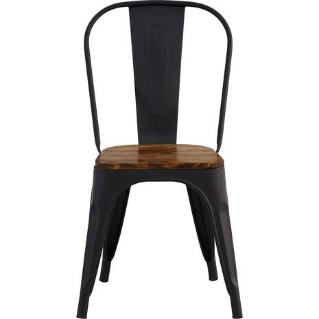 RELIX Wood Καρέκλα Μέταλλο Βαφή Μαύρο Extra Matte, Κάθισμα Dark Oak, Στοιβαζόμενη (Ε5191W,1W)