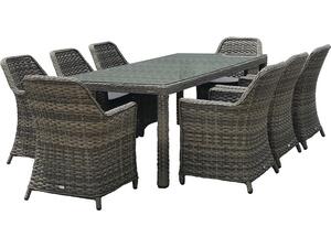 ESPERIA Set Τραπεζαρία Κήπου ALU,Wicker Grey Brown-Ανθρακί: Τραπέζι 230x100 + 8 Πολυθρόνες (Ε6869,8)