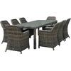 ESPERIA Set Τραπεζαρία Κήπου ALU,Wicker Grey Brown-Ανθρακί: Τραπέζι 230x100 + 8 Πολυθρόνες (Ε6869,8)