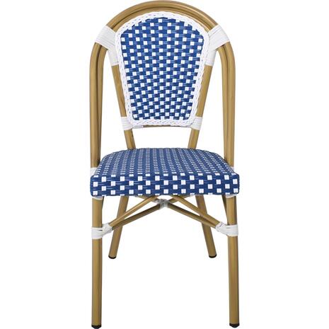 PARIS Καρέκλα Bistro Αλουμίνιο Φυσικό, Wicker Άσπρο - Μπλε, Στοιβαζόμενη (Ε291,3)