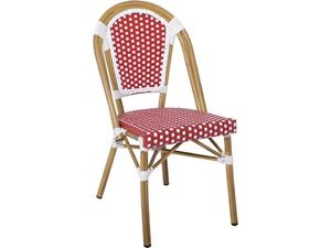 PARIS Καρέκλα Bistro, Αλουμίνιο Φυσικό, Wicker Άσπρο - Κόκκινο, Στοιβαζόμενη (Ε291,2)