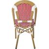 PARIS Καρέκλα Bistro Αλουμίνιο Φυσικό, Wicker Άσπρο - Κόκκινο, Στοιβαζόμενη (Ε291,2)