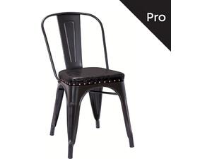 RELIX Καρέκλα-Pro, Στοιβαζόμενη, Μέταλλο Βαφή Μαύρο Matte, Pu Μαύρο (Ε5191P,15Μ)