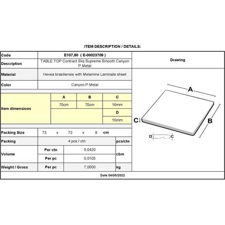 Contract Sliq Smooth Supreme Επιφάνεια Τραπεζιού τ.Werzalit Απόχρωση Canyon P.Metal (Ε107,60)