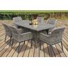 HAVANA Set Τραπεζαρία Κήπου ALU,Wicker Grey Brown-Ανθρακί: Τραπέζι 160x90 + 6 Πολυθρόνες (Ε652,S1)