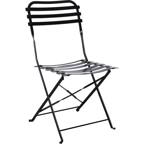 ΖΑΠΠΕΙΟΥ Καρέκλα Κήπου - Βεράντας, Πτυσσόμενη, Μέταλλο Βαφή Μαύρο (σετ 2 τεμαχίων) (Ε517,7W)