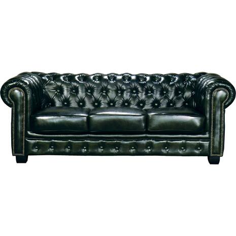CHESTERFIELD Birmingham Kαναπές 3Θέσιος Σαλονιού Καθιστικού,Δέρμα Antique Green (Ε9574,33)
