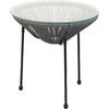 ACAPULCO Τραπεζάκι Μέταλλο Βαφή Μαύρο, Plastic Rattan Γκρι (Ε246,4)