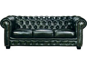 CHESTERFIELD Birmingham Kαναπές 3Θέσιος Σαλονιού Καθιστικού,Δέρμα Antique Green (Ε9574,33)