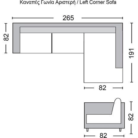 SECTOR Καναπές Σαλονιού Αριστερή Γωνία, Ανακλινόμενα Κεφαλάρια, Pu Μαύρο (Ε989,6L)