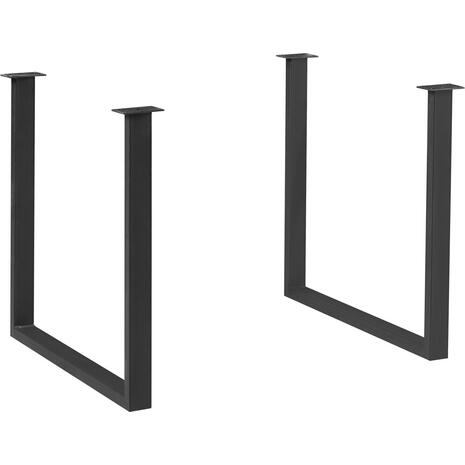 LIZARD Βάση Τραπεζιού Set 2 τεμαχίων 79x6 H.73cm Μέταλλο Μαύρο (ΕΜ838,Η)