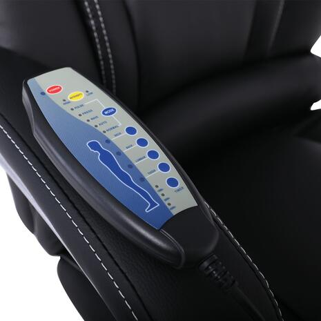 BF8550 Massage Relax Πολυθρόνα Γραφείου Διευθυντή, Βάση Χρώμιο με Υποπόδιο, Pu  Μαύρο (ΕΟ284,1)