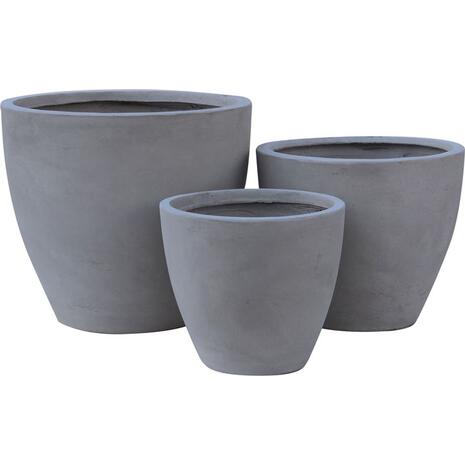FLOWER POT-3  Set 3 τεμαχίων Cement Grey (Ε6302,S)