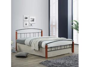 DOKA Κρεβάτι Διπλό, για Στρώμα 160x200cm, Μέταλλο Βαφή Μαύρο - Ξύλο Απόχρωση Καρυδί (Ε8301)