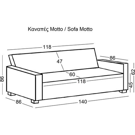 MOTTO Καναπές - Κρεβάτι Σαλονιού - Καθιστικού, Ύφασμα Μπλε (Ε992,1)
