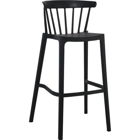 WEST Σκαμπό BAR με Πλάτη, PP-UV Μαύρο (Ε384,2)