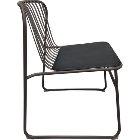 STRIPE Καρέκλα Κήπου Βεράντας, Μέταλλο Βαφή Sand Brown, Μαξιλάρι PU Μαύρο (Ε540,3)