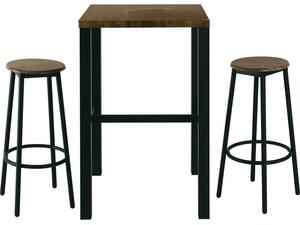 MAYER Set Bar Τραπέζι + 2 Σκαμπό Μέταλλο Βαφή Ανθρακί - Antique Brown (ΕΜ9798,S)