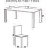 DAILY Set Τραπεζαρία Ξύλινη Σαλονιού - Κουζίνας: Τραπέζι + 4 Καρέκλες / Άσπρο - Dark Oak (Ε783,1S)