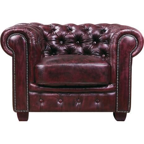 CHESTERFIELD Birmingham Πολυθρόνα Σαλονιού Καθιστικού, Δέρμα Antique Red (Ε9574,14)