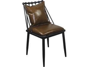 DANTE Καρέκλα, Μέταλλο Βαφή Μαύρο, PU Vintage Brown (ΕΜ715,1)