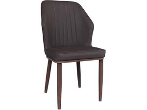 DELUX Καρέκλα Μέταλλο Βαφή Καρυδί, Linen PU Σκούρο Καφέ (ΕΜ156,3)