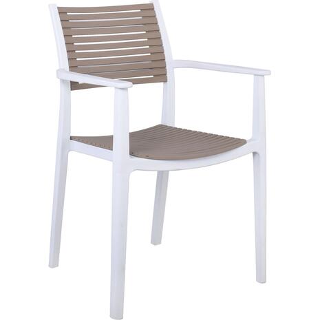 AKRON Πολυθρόνα PP-UV Άσπρο - Sand Beige (Ε350,11)