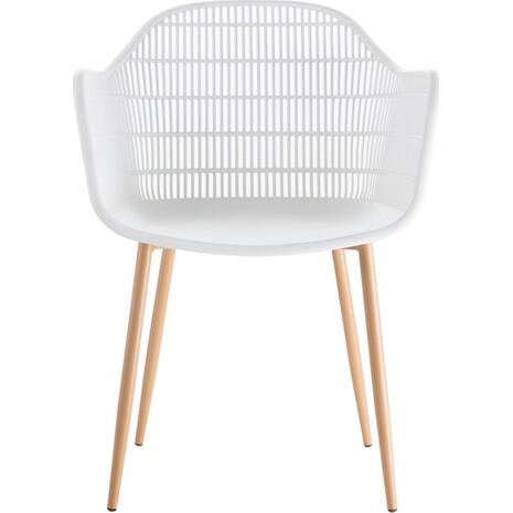 BERRY Πολυθρόνα Μέταλλο Βαφή Φυσικό, PP-UV Άσπρο (σετ 6 τεμαχίων) (ΕΜ155,2)