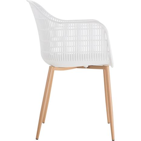 BERRY Πολυθρόνα Μέταλλο Βαφή Φυσικό, PP-UV Άσπρο (σετ 6 τεμαχίων) (ΕΜ155,2)