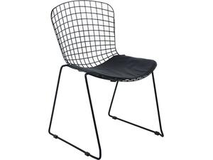 SAXON Καρέκλα Στοιβαζόμενη Μέταλλο Βαφή Μαύρο, Μαξιλάρι Μαύρο (Ε5142,S)